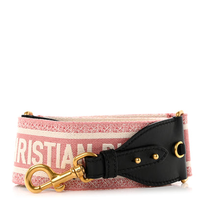 Christian Dior Canvas Embroidered Shoulder Strap Pink 1 of 3