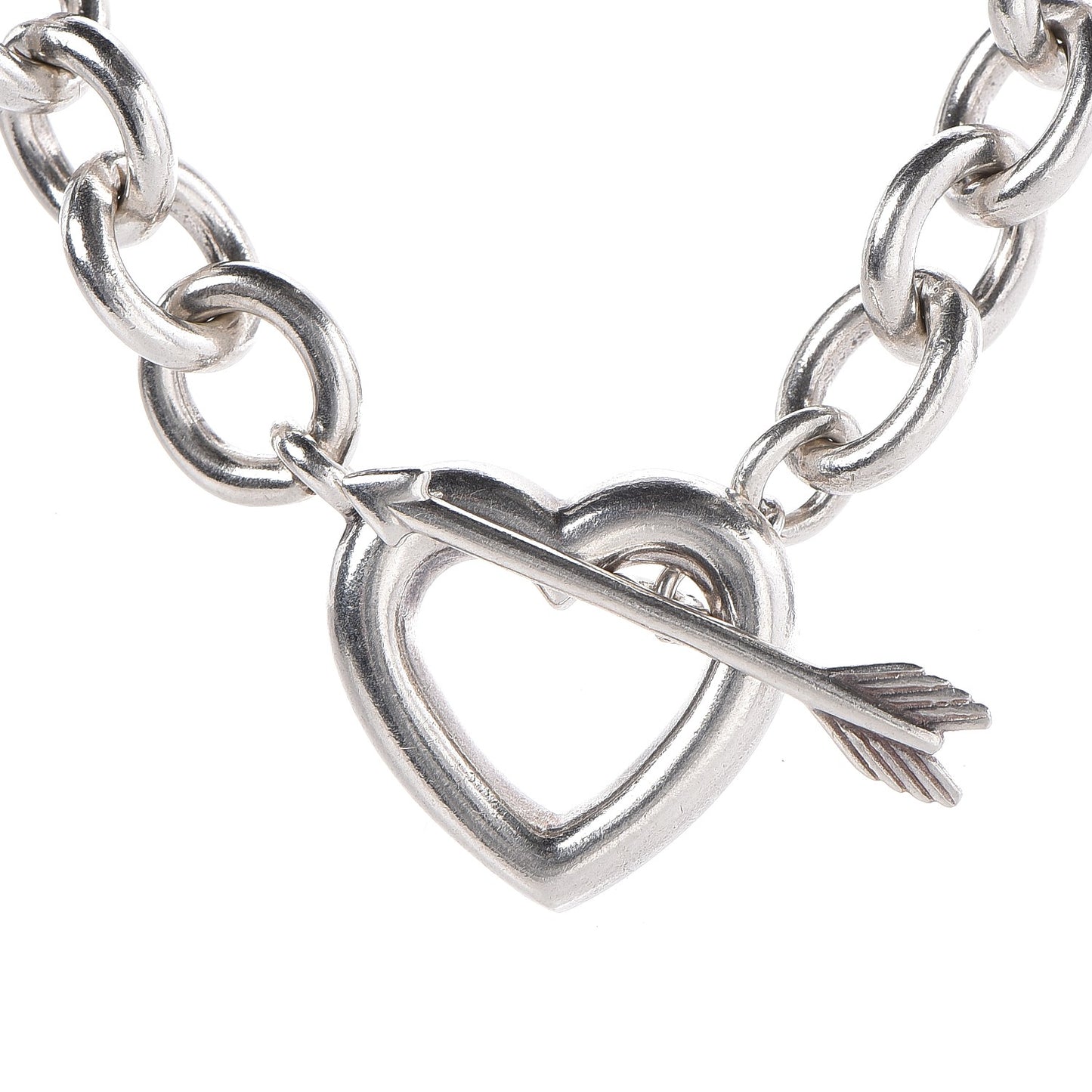 Sterling Silver Heart and Arrow Toggle Necklace