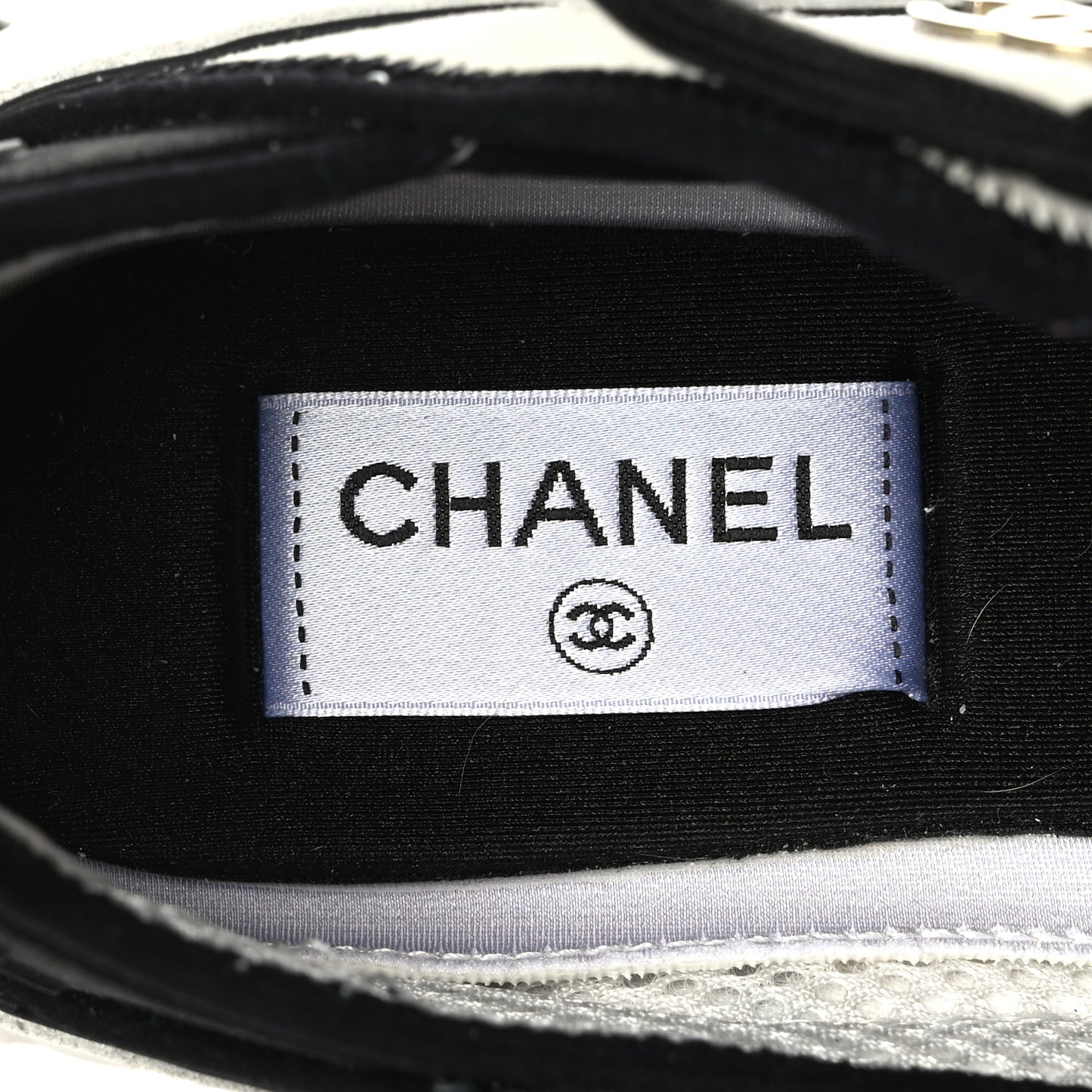 Velvet Calfskin Mixed Fibers CC Sneakers 38 White Black