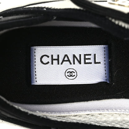 Chanel Velvet Calfskin Mixed Fibers CC Sneakers 38 White Black 8 of 10
