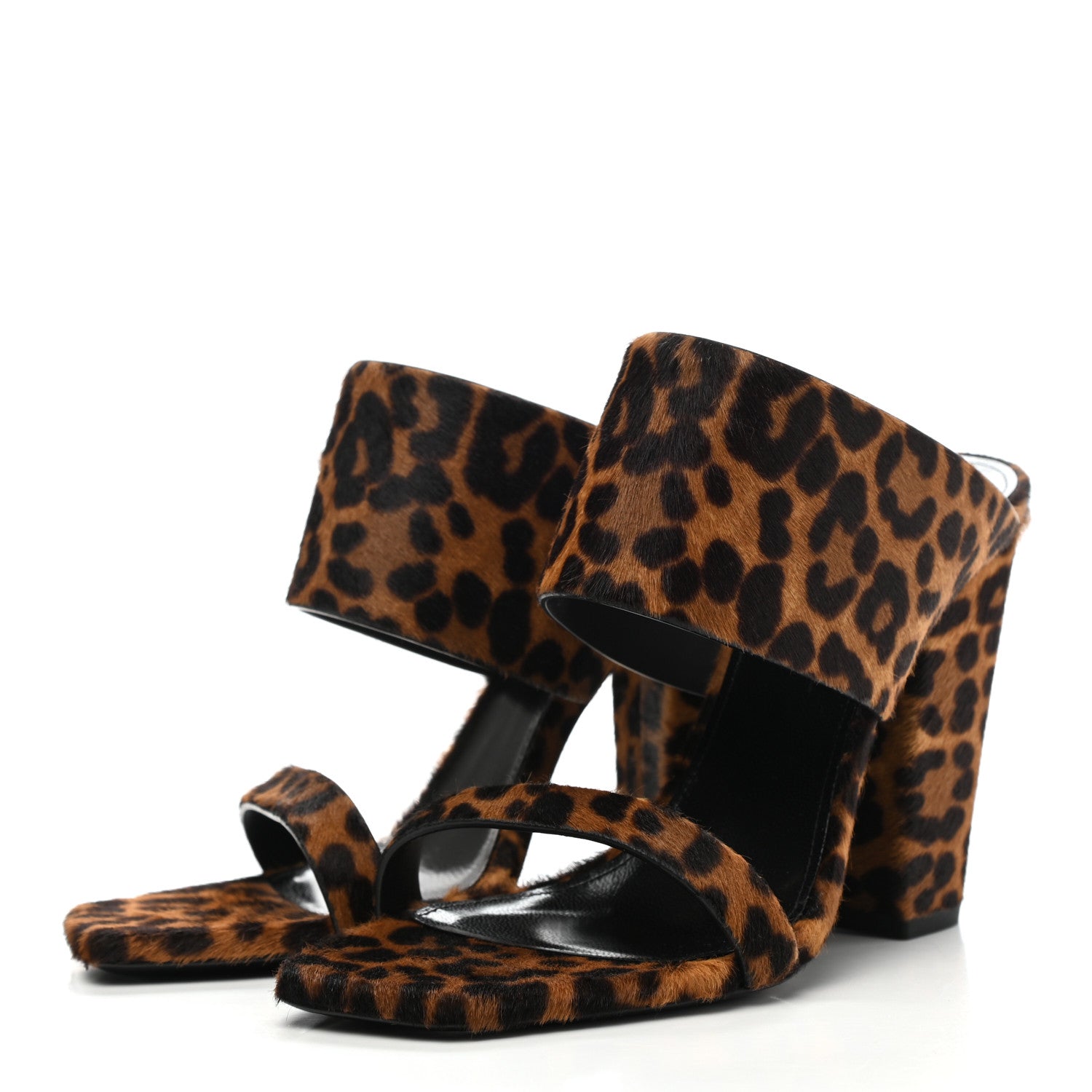 Saint Laurent Pony Hair Leopard Print Oak 100 Mule Sandals 38.5 Naturale 3 of 9