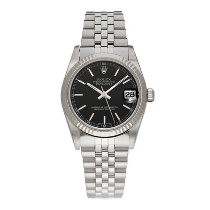 Rolex Stainless Steel 18K White Gold 31mm Oyster Perpetual DateJust Watch Black 78274 1 of 4