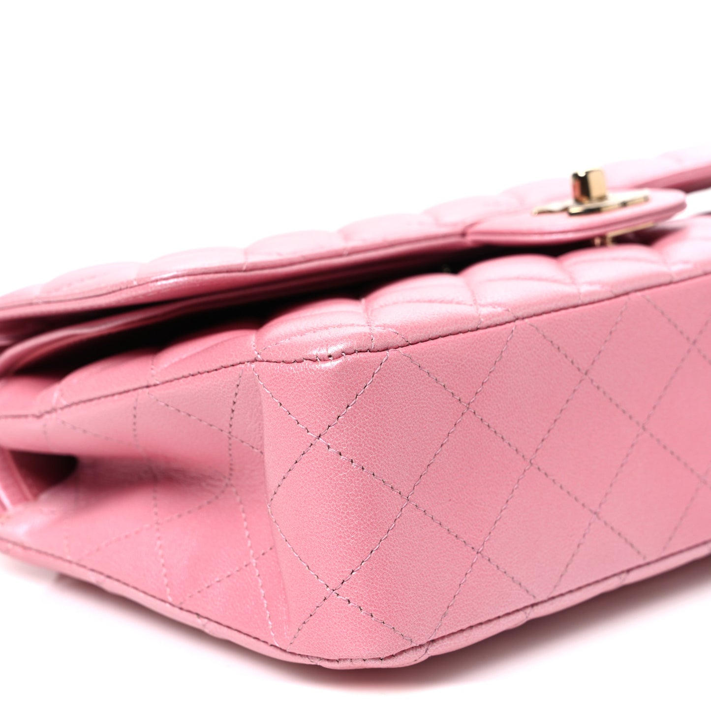 Iridescent Caviar Quilted Medium Double Flap Rose Pink
