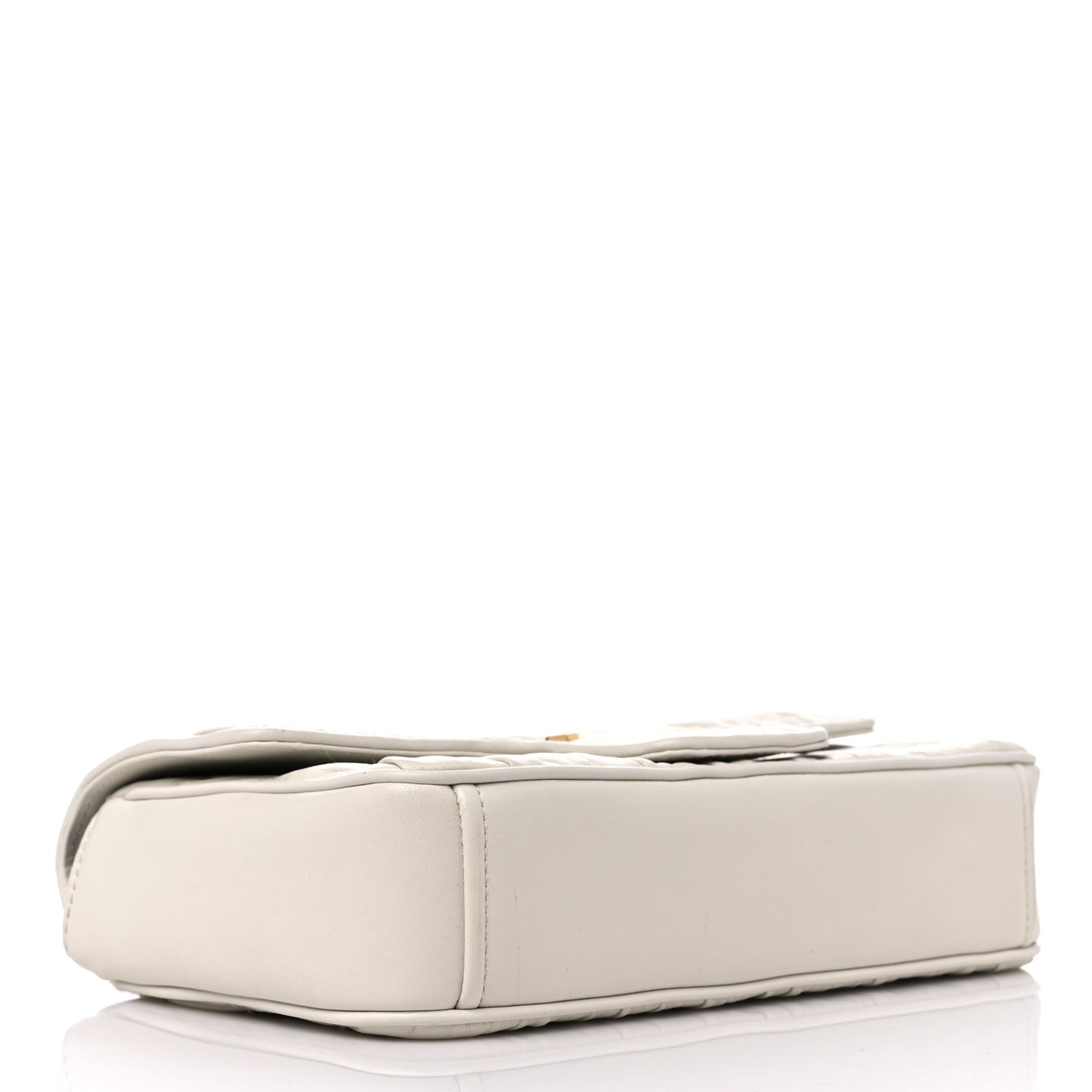 Nappa Gaufre Medium Chain Flap Shoulder Bag White