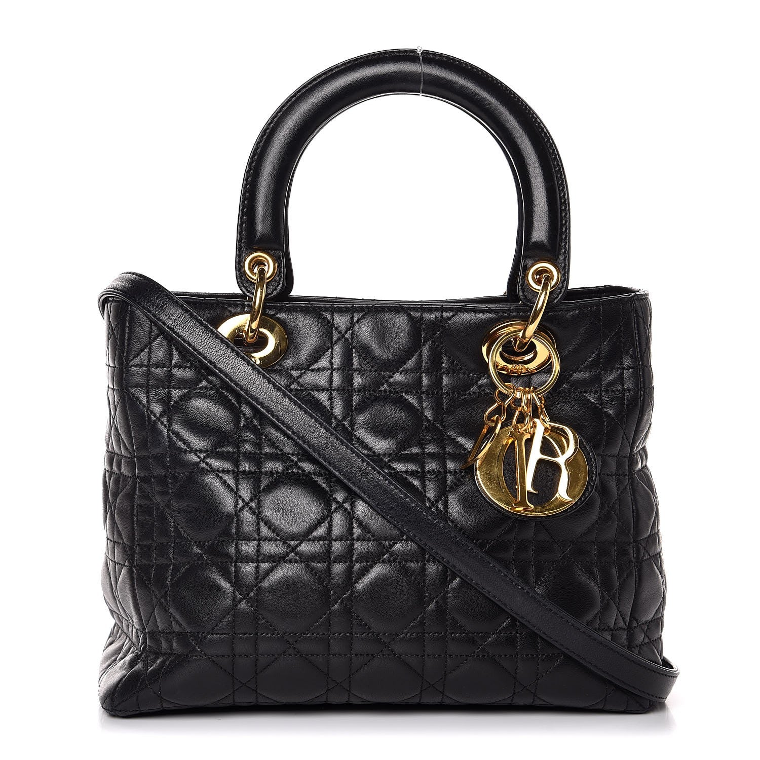 Christian Dior Lambskin Cannage Medium Lady Dior Black 1 of 13
