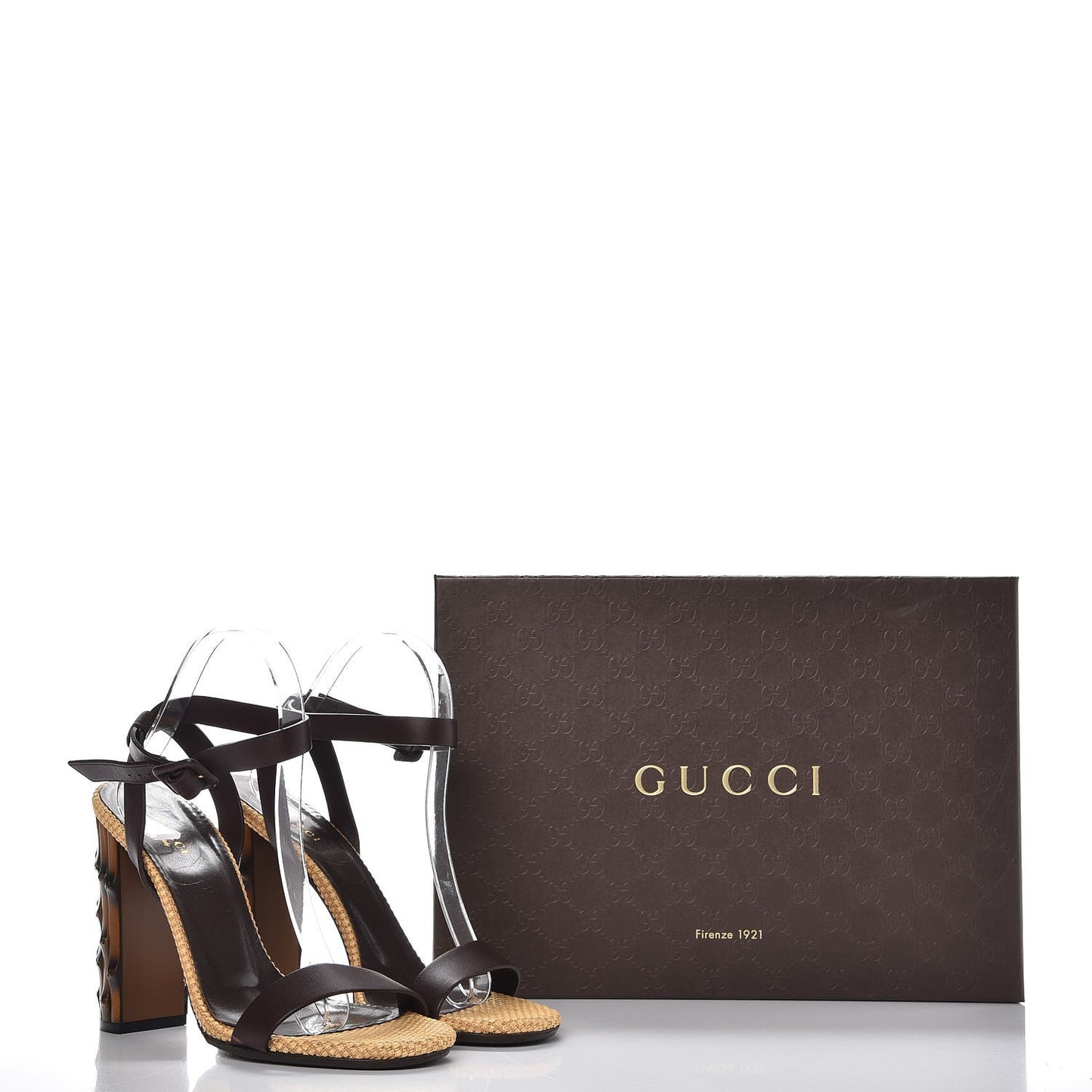 Calfskin Lifford Bamboo Sandals Heels 39 Cocoa