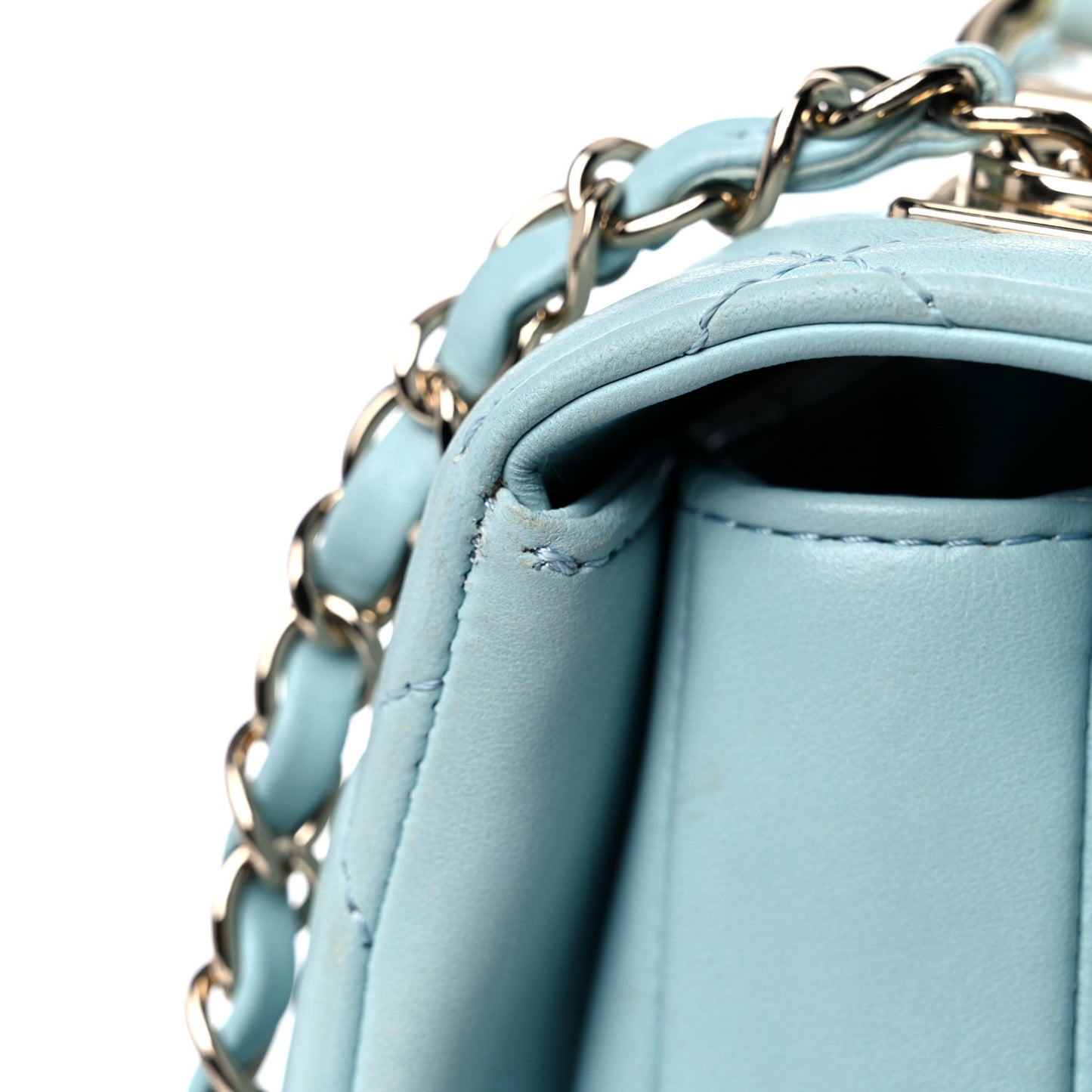 Lambskin Quilted Small Trendy CC Flap Dual Handle Bag Light Blue