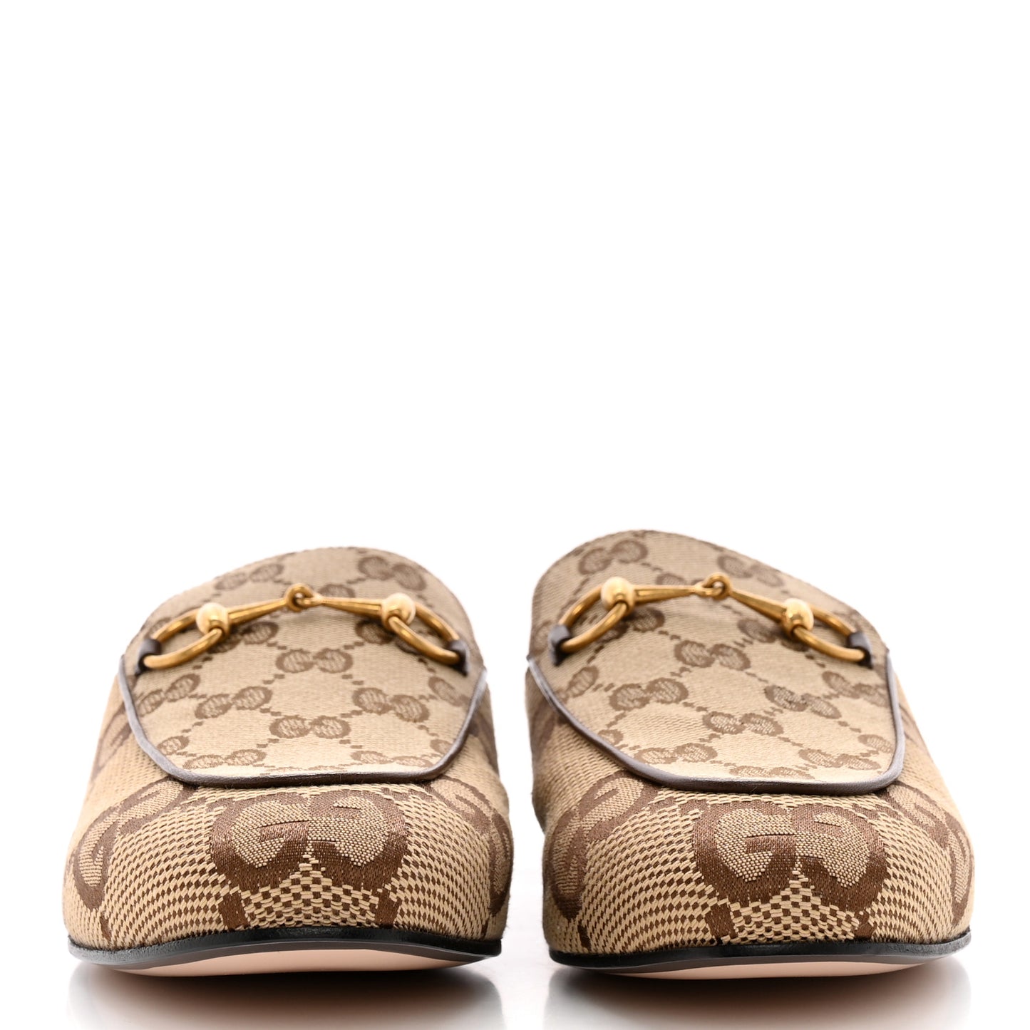 Monogram Jumbo GG Malaga Kid Womens Princetown Slippers 38 Camel Ebony New Acero Beige