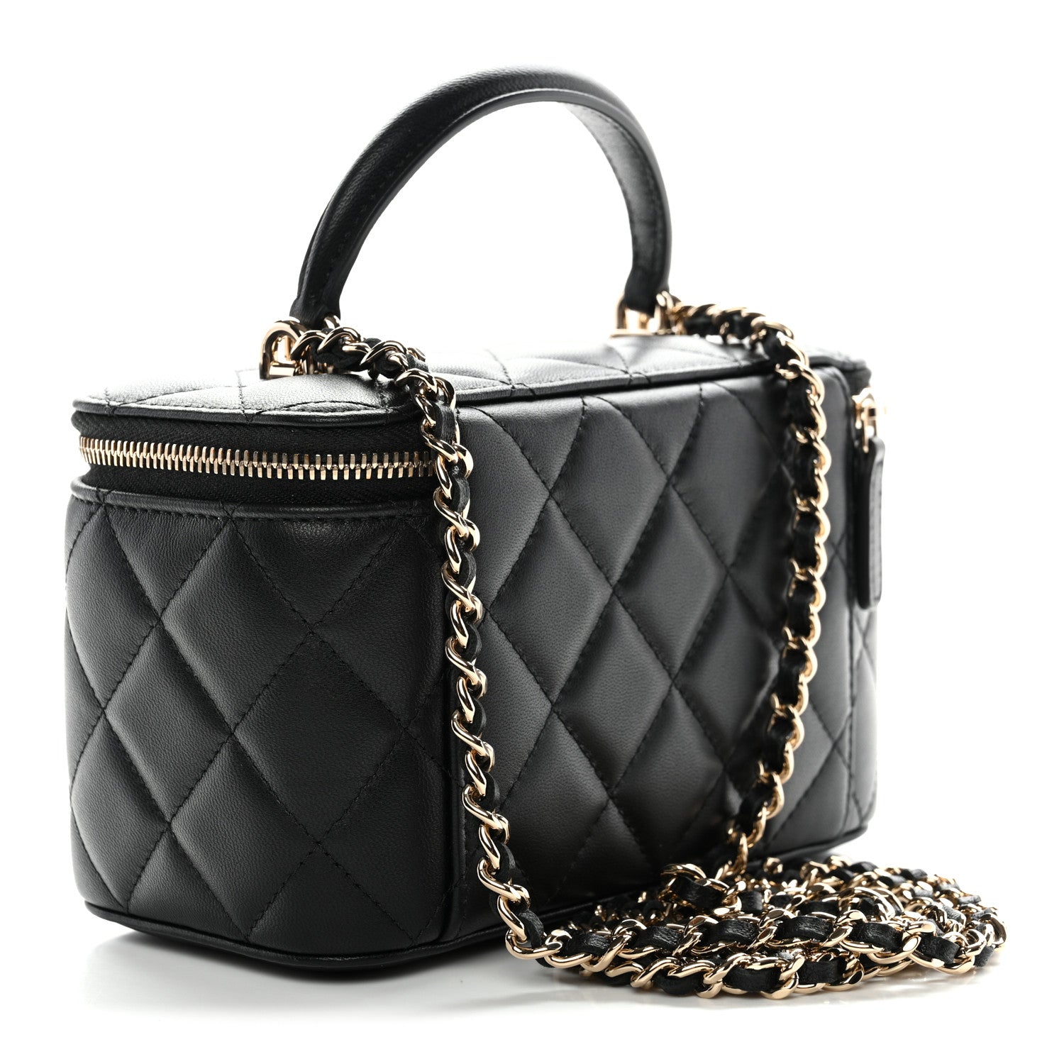 Chanel Lambskin Quilted Small Top Handle Vanity Case With Chain Black 3 of 11