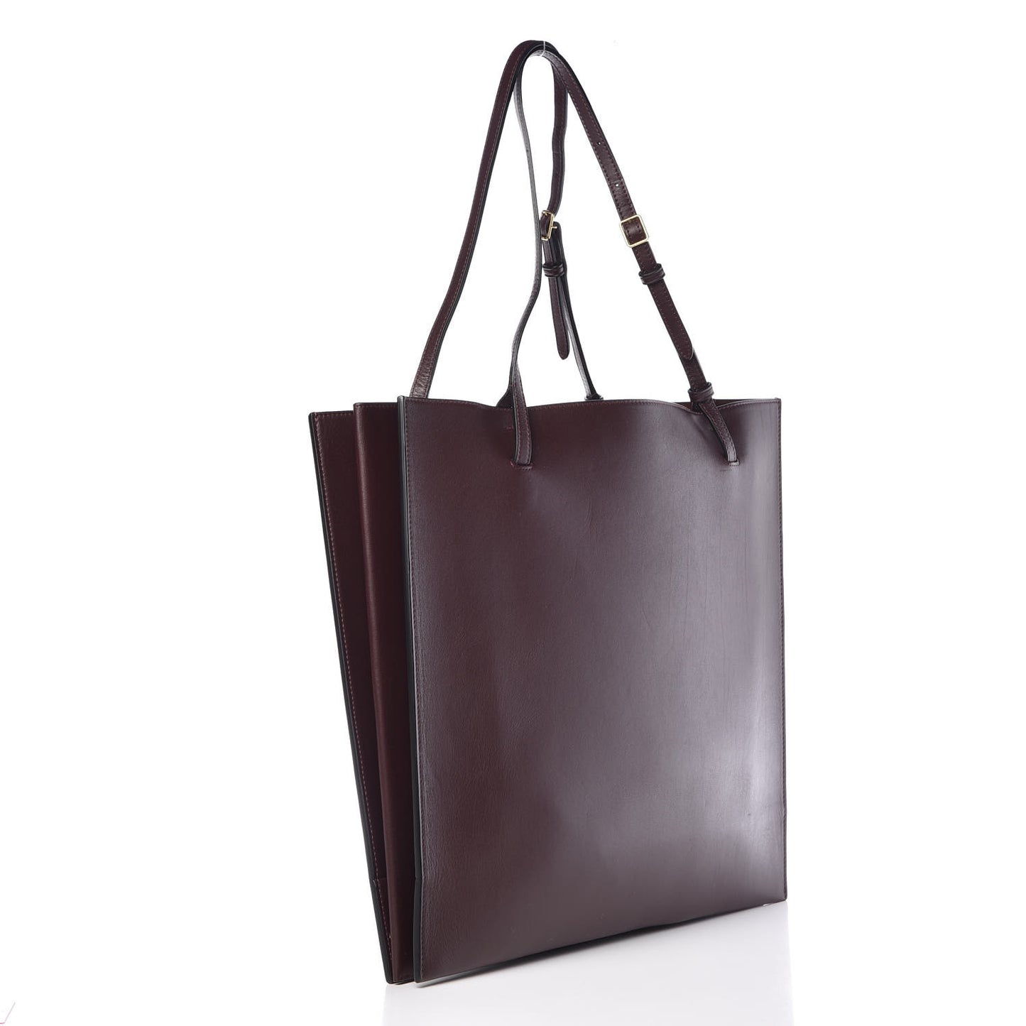 Smooth Calfskin Triple Shopper Tote Burgundy