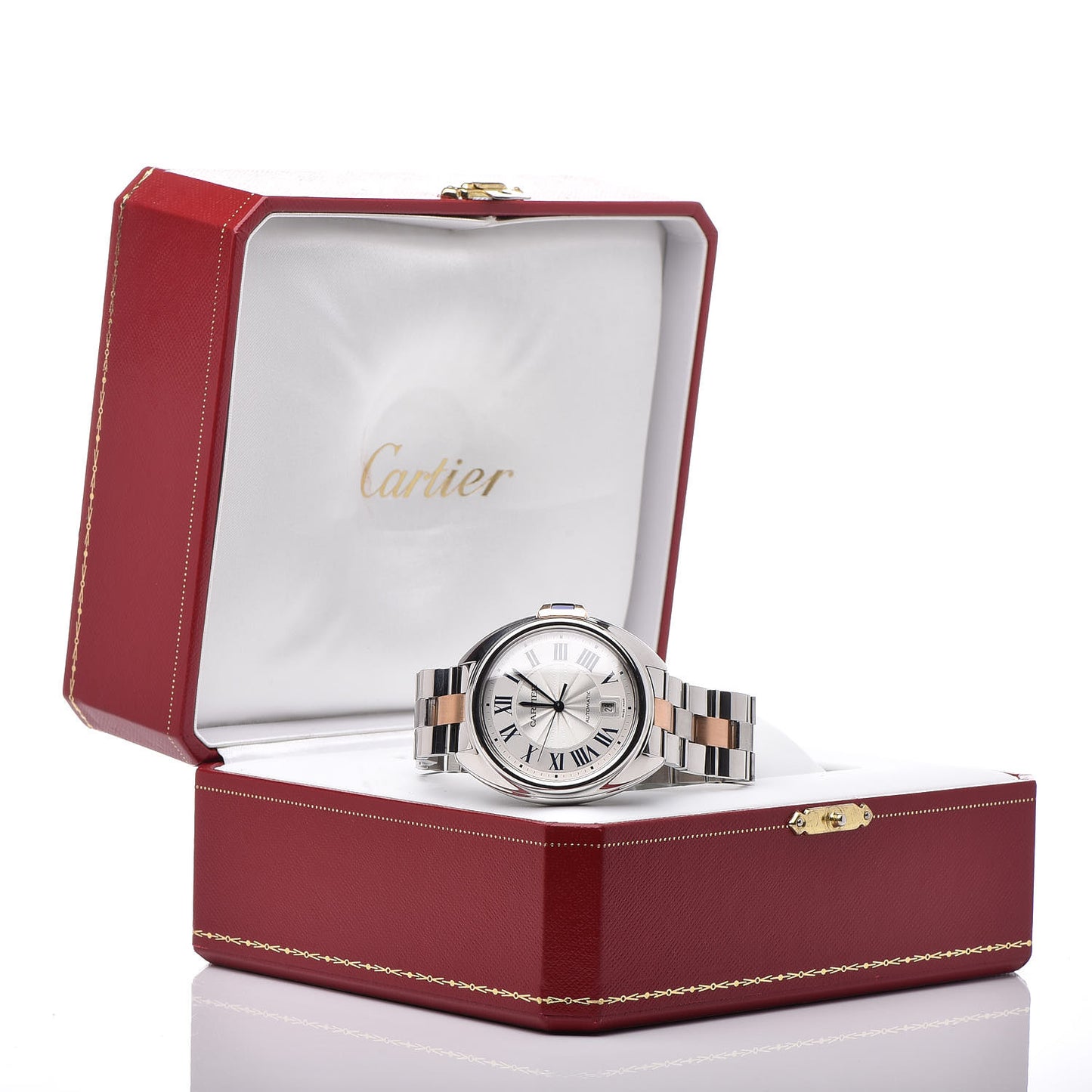 Stainless Steel 18K Pink Gold 40mm Cle De Automatic Watch