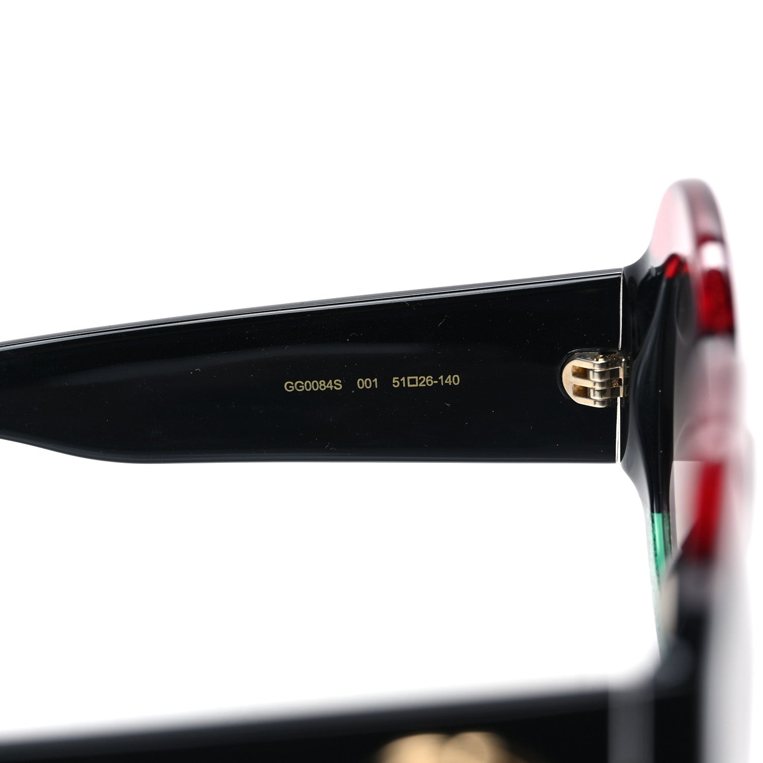 Gucci Round Frame GG0084S Sunglasses Glitter Red Green 7 of 7