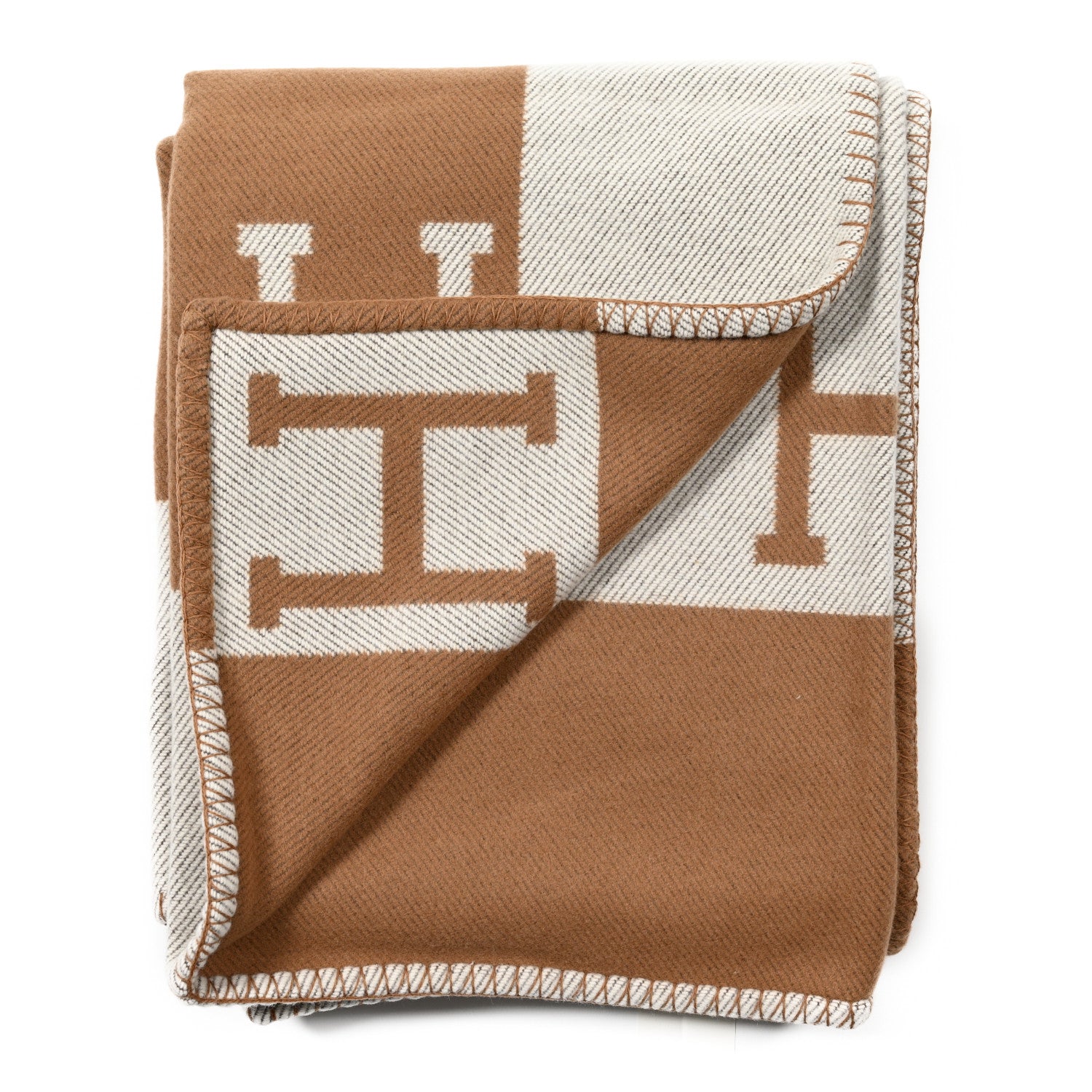 Hermes Wool Cashmere Avalon Blanket Ecru Camel 2 of 3