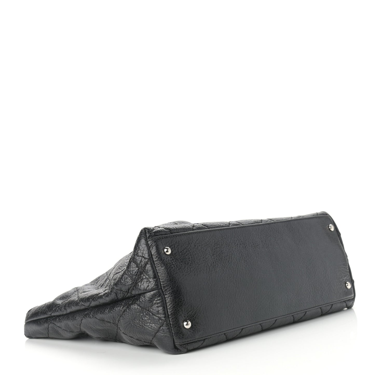 Glazed Calfskin Large On The Road Tote Black