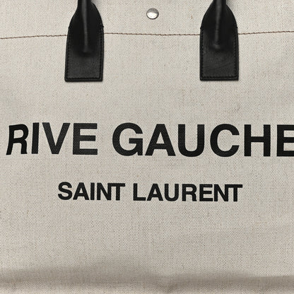 Saint Laurent Linen Calfskin Rive Gauche Tote Optic White 7 of 14