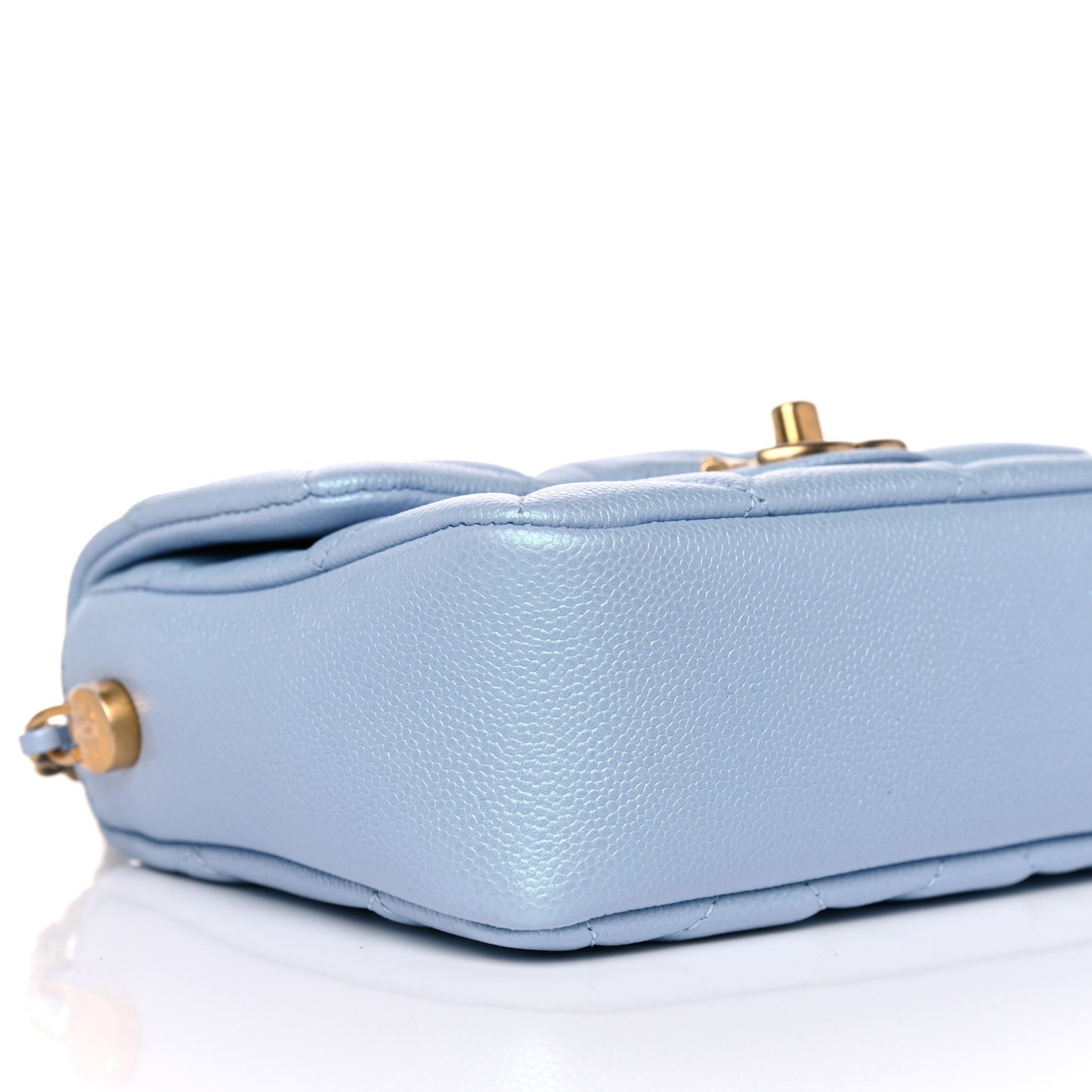 Iridescent Caviar Quilted Mini My Perfect Flap Light Blue