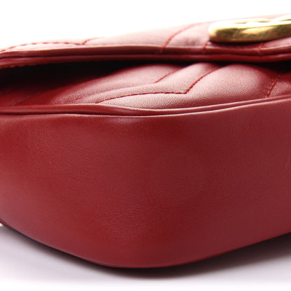 Gucci Calfskin Matelasse Super Mini GG Marmont Shoulder Bag Hibiscus Red 9 of 12