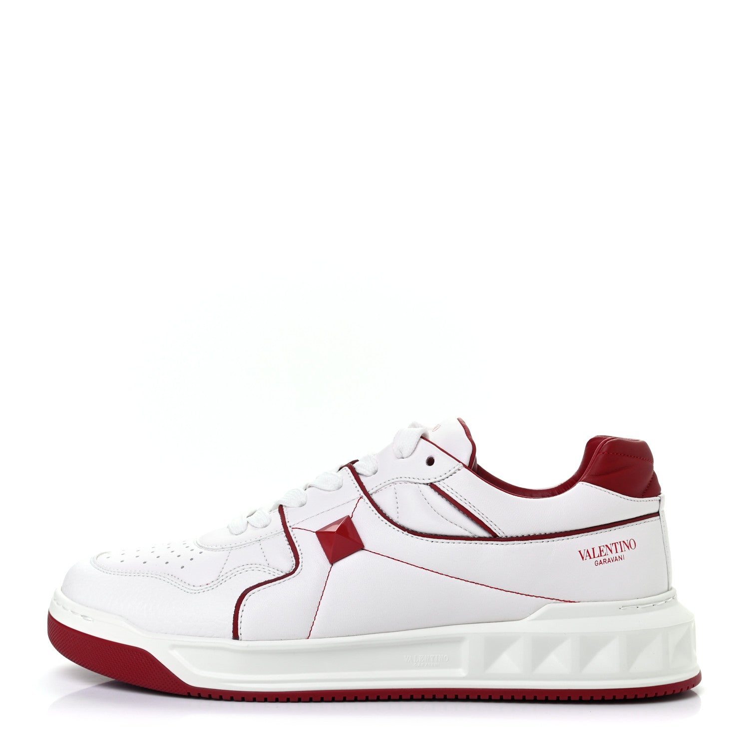 Valentino Garavani Nappa Mens One Stud Low Top Sneakers 43.5 White Red 1 of 11