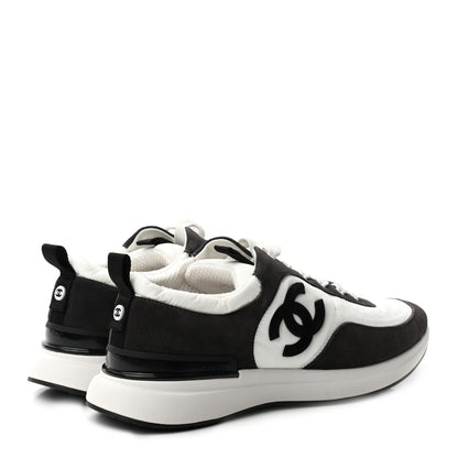 Chanel Nylon Suede Calfskin CC Sneakers 39 White Dark Grey 4 of 8
