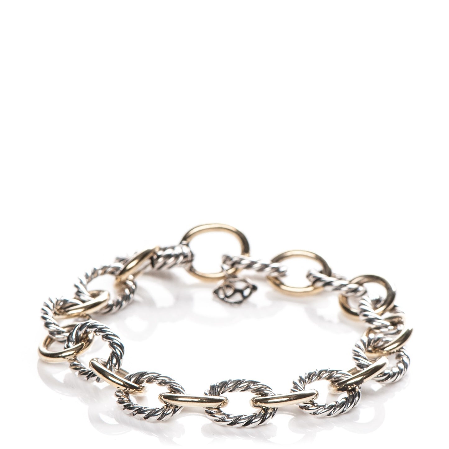 Sterling Silver 18K Yellow Gold 10mm Medium Oval Link Bracelet