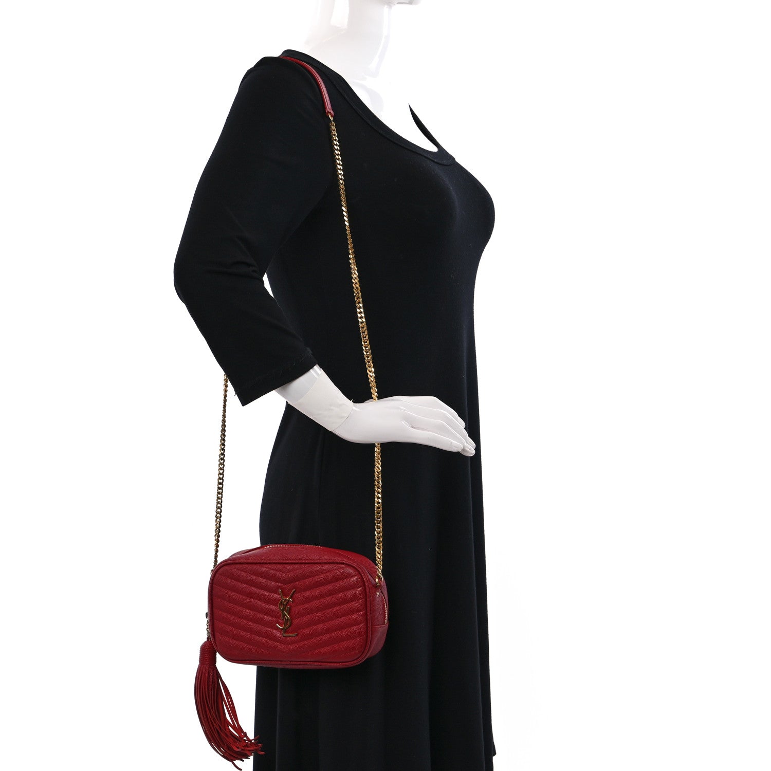 Saint Laurent Grain De Poudre Matelasse Monogram Mini Lou Camera Bag Eros Red 2 of 8