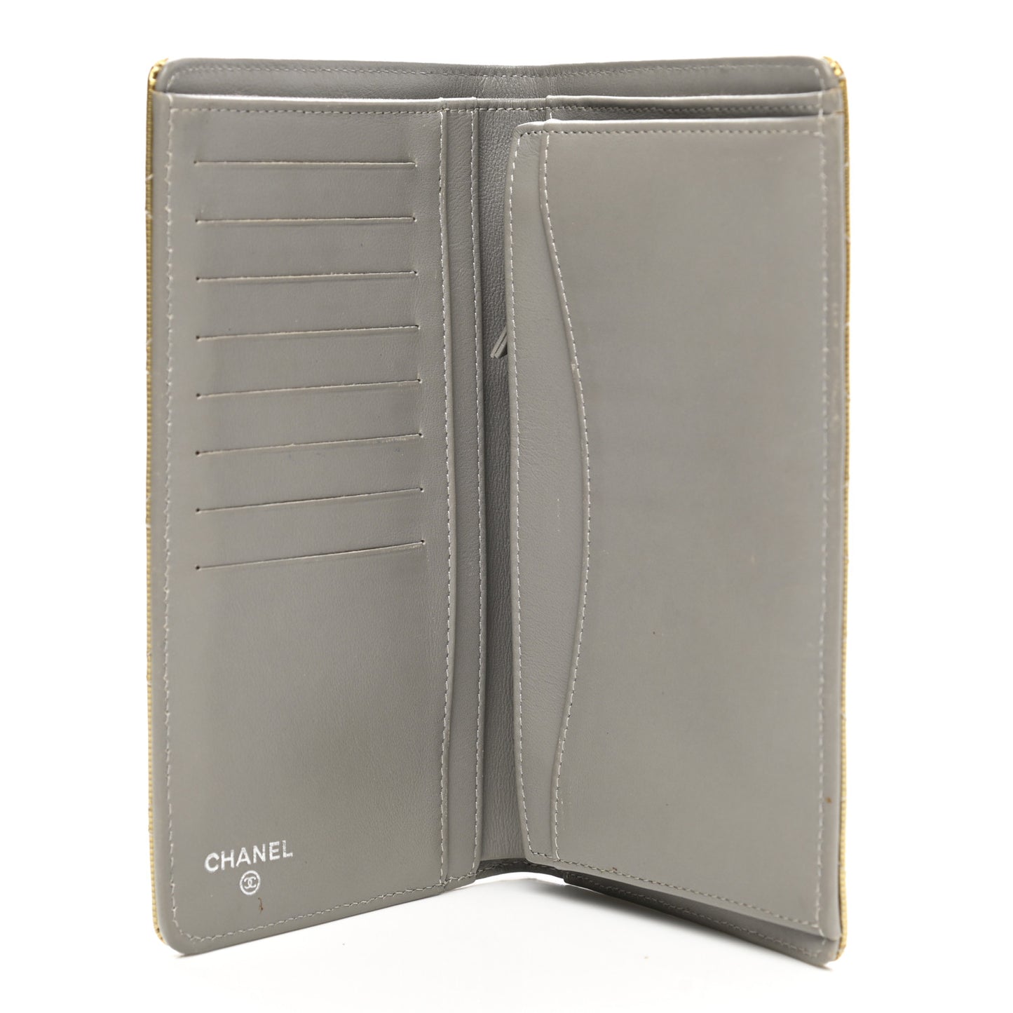 Striated Patent Yen Wallet Gold