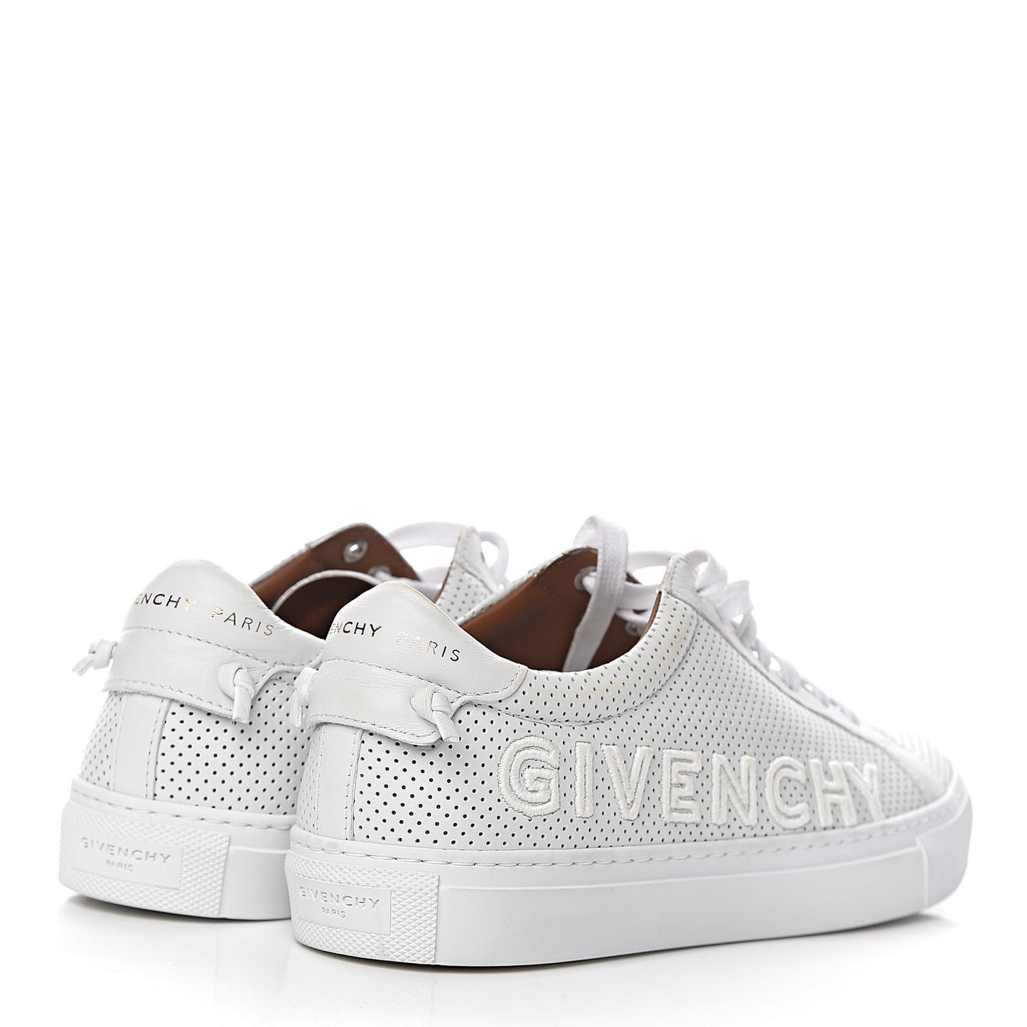 Calfskin Perforated Womens Urban Street Sneakers 37.5 White