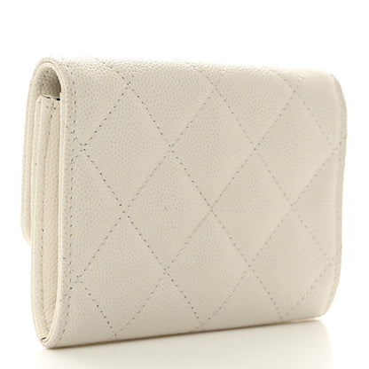 Chanel Caviar Quilted Chain CC Quilted Compact Flap Card Holder White 3 of 9