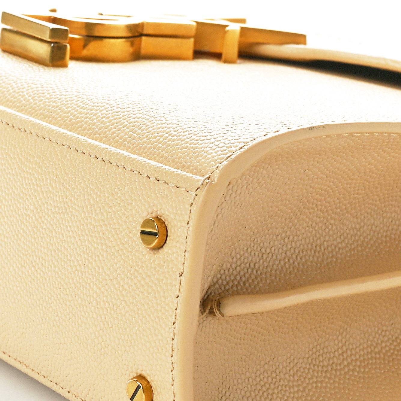 Saint Laurent Grain de Poudre Mini Classic Monogram Cassandra Top Handle Beige 9 of 9