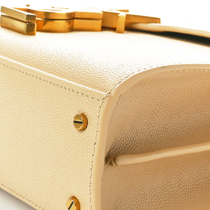 Saint Laurent Grain de Poudre Mini Classic Monogram Cassandra Top Handle Beige 9 of 9