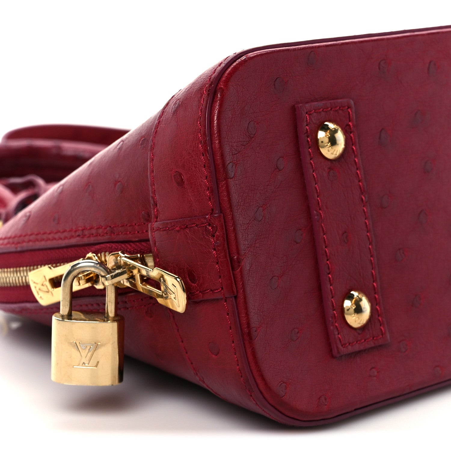 Louis Vuitton Ostrich Alma BB Red 9 of 10