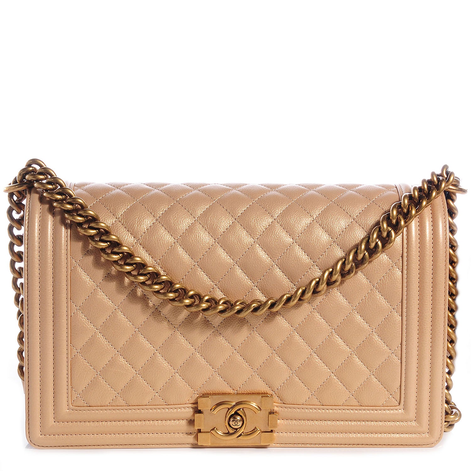 Chanel Pearl Calfskin New Medium Boy Flap Gold 1 of 9