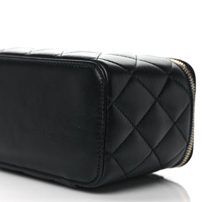 Chanel Lambskin Quilted Small Pearl Crush Vanity Case With Chain Black 9 of 9