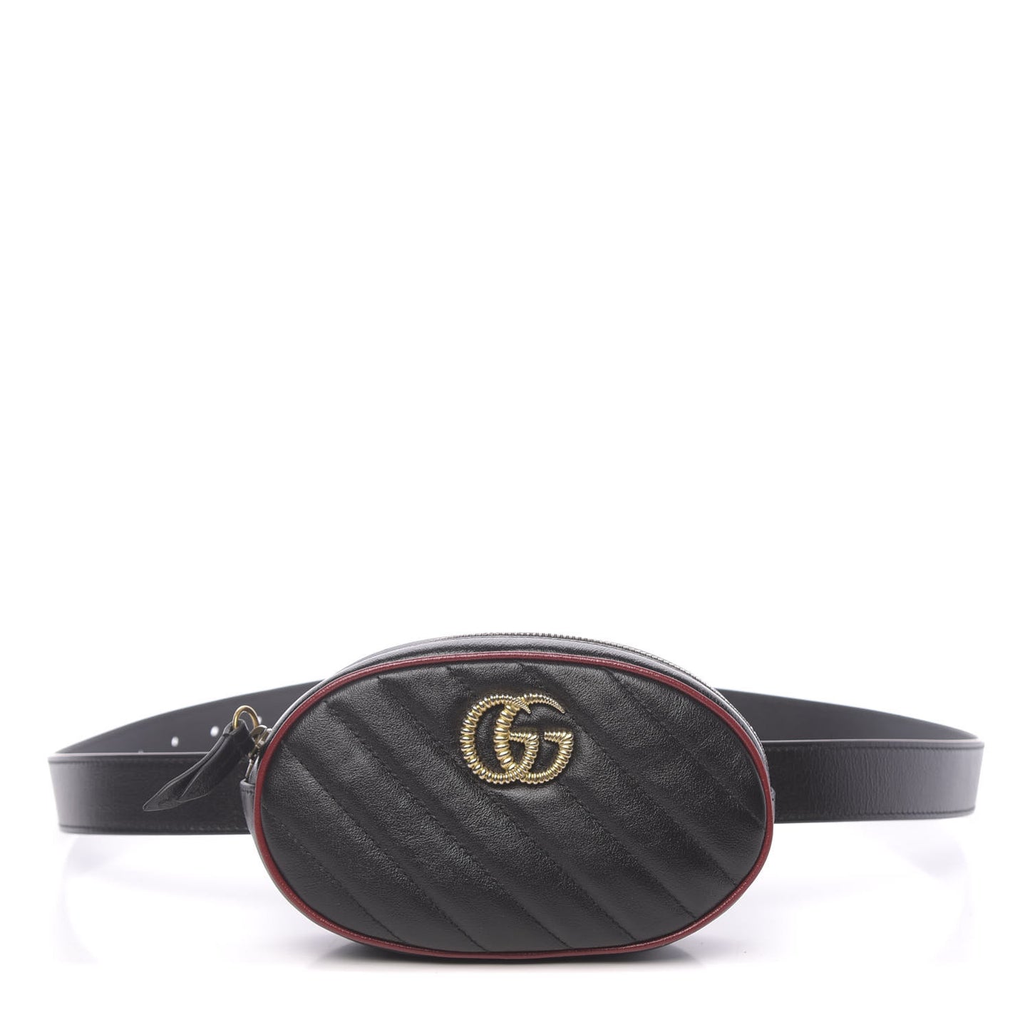 Azalea Calfskin Matelasse Diagonal Torchon GG Marmont Belt Bag 85 34 Black Romantic Cerise