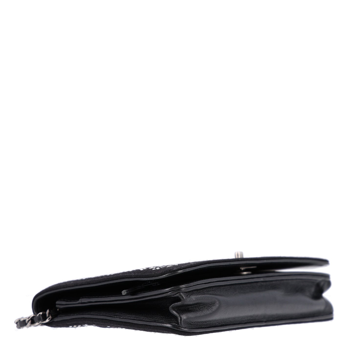 Lambskin Embellished Quilted Wallet On Chain WOC Black
