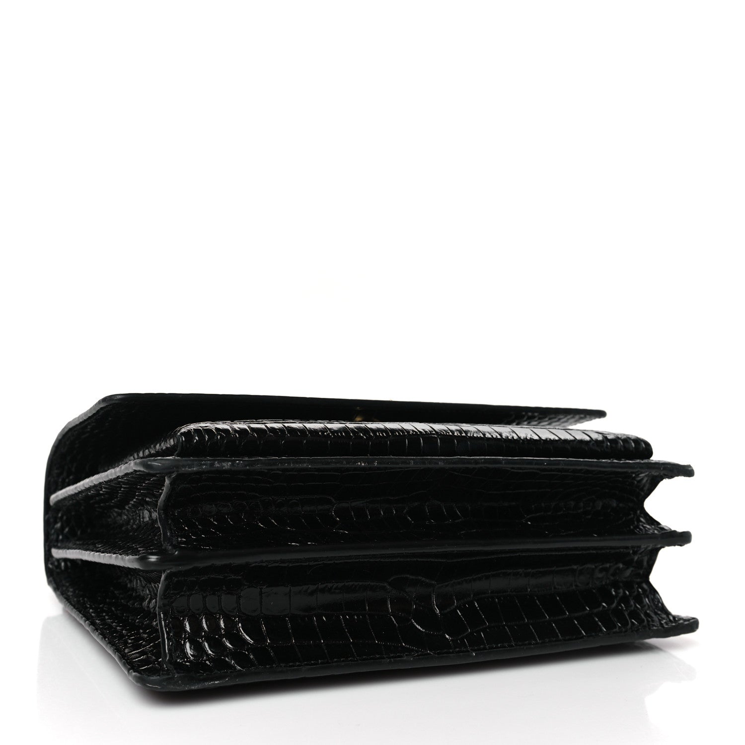 Saint Laurent Calfskin Crocodile Embossed Medium Monogram Sunset Black 4 of 8