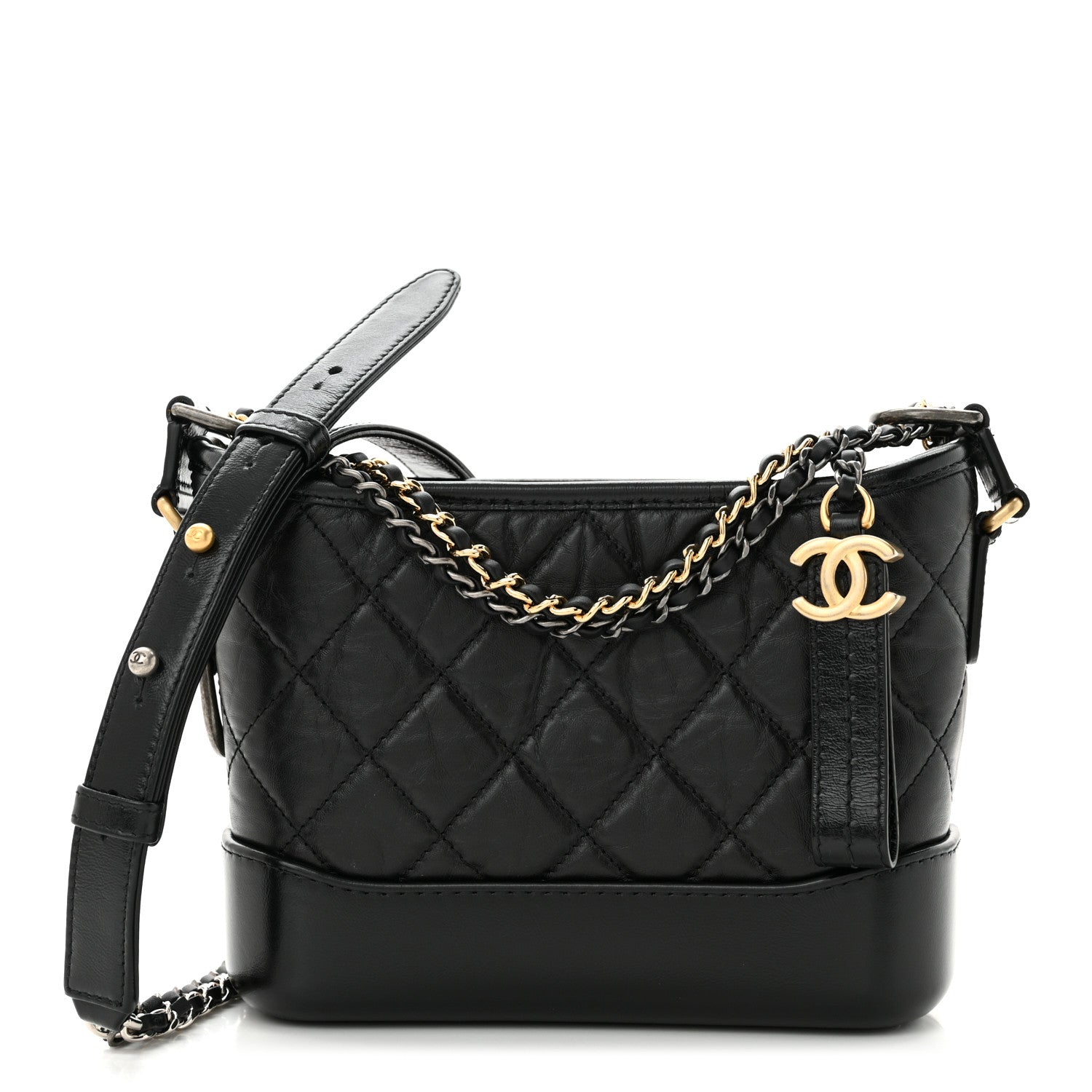 Chanel Aged Calfskin Quilted Small Gabrielle Hobo Black 1 of 10