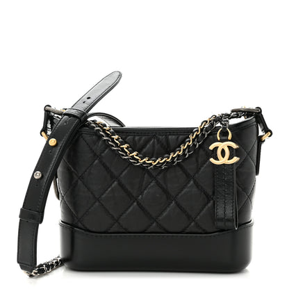 Chanel Aged Calfskin Quilted Small Gabrielle Hobo Black 1 of 10