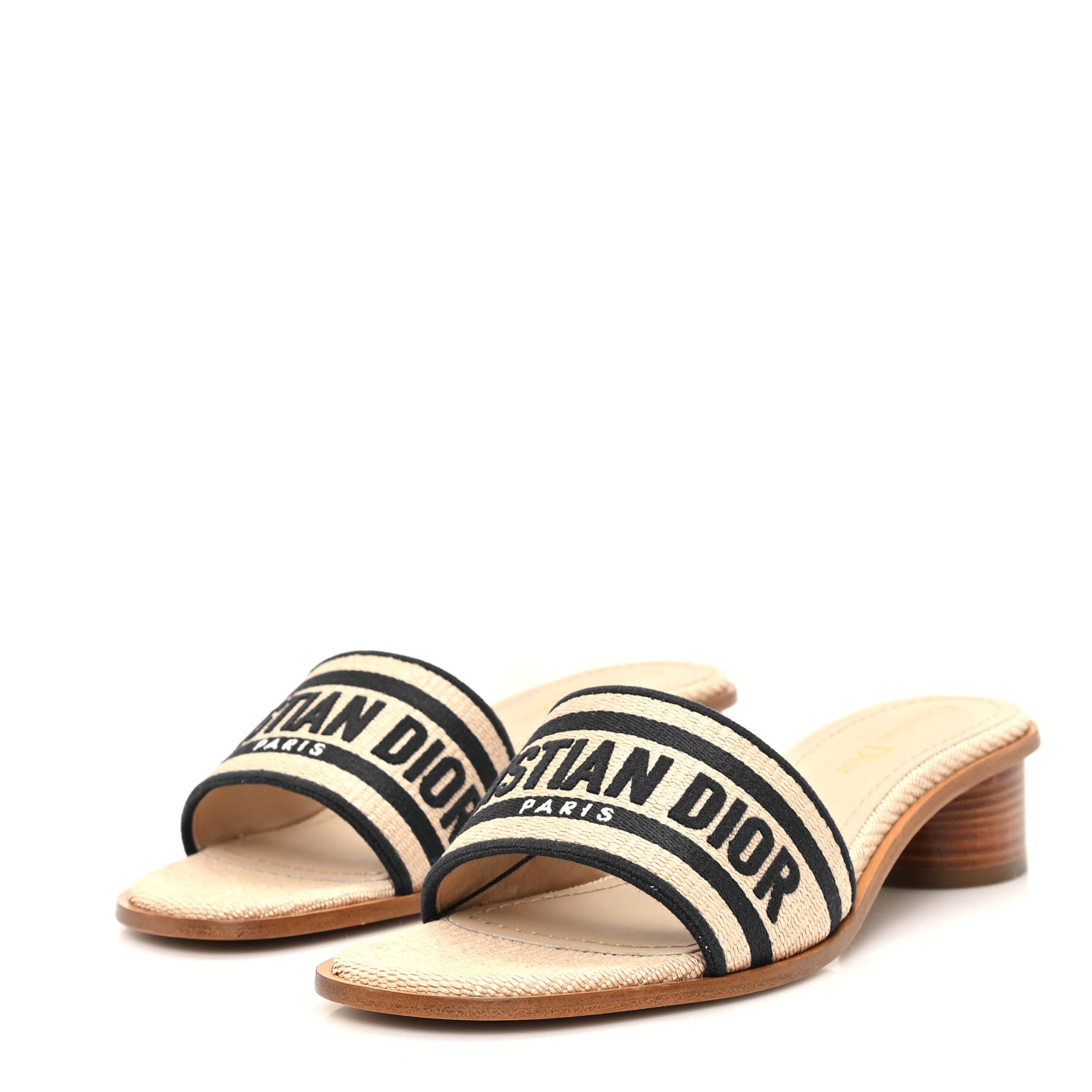 Christian Dior Cotton Embroidered Dway 35mm Slide Sandals 37.5 Dark Knight 4 of 10