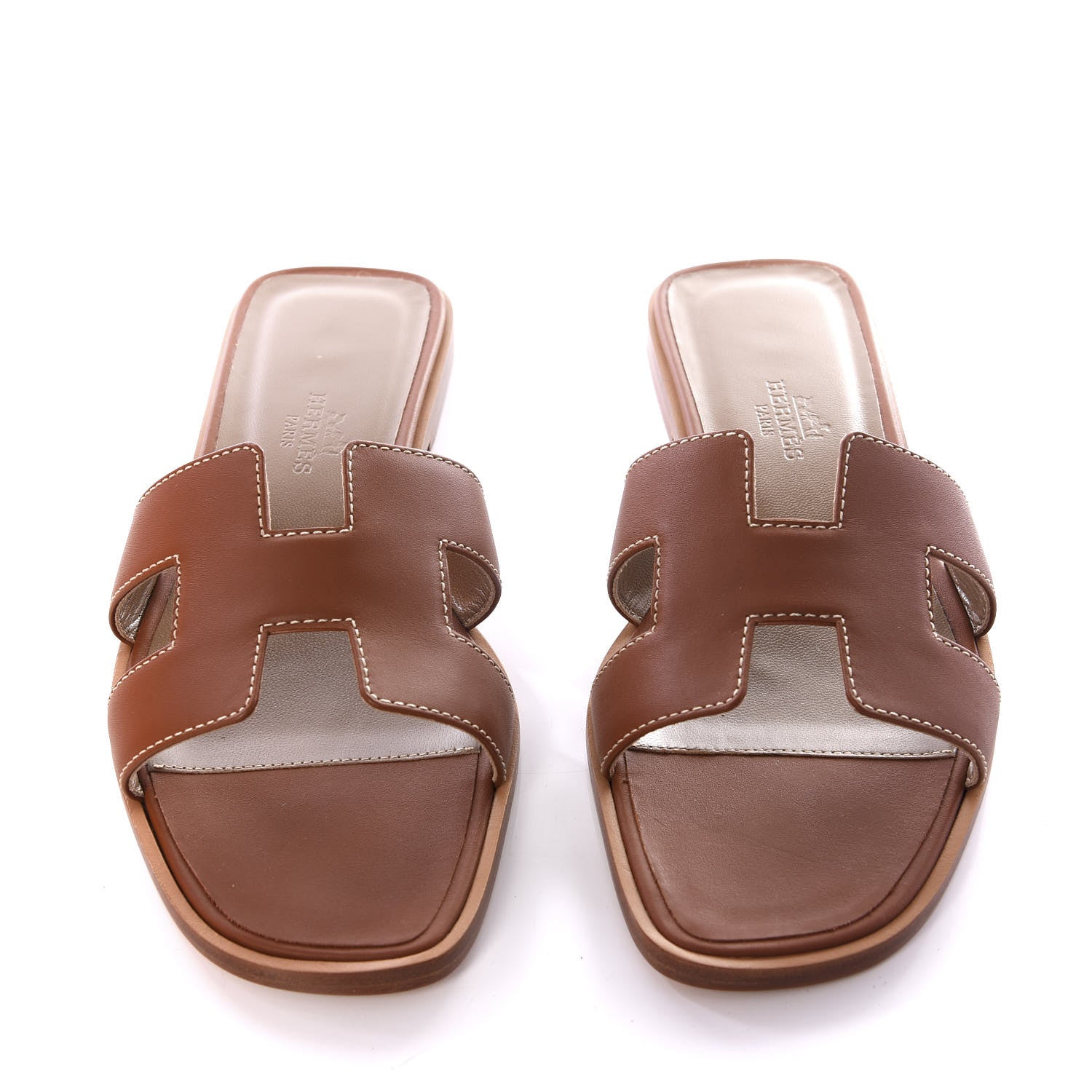 Hermes Box Calfskin Oran Sandals 36 Gold 5 of 11