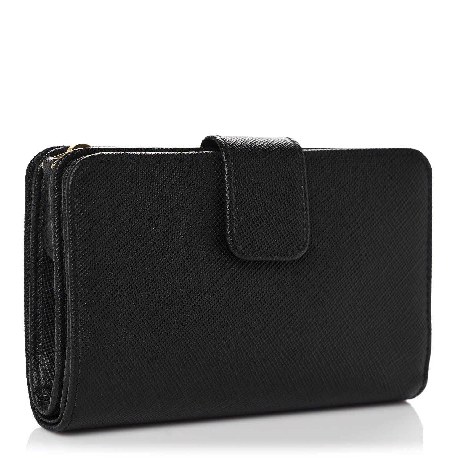 Prada Saffiano Metal Compact Wallet Black 3 of 11
