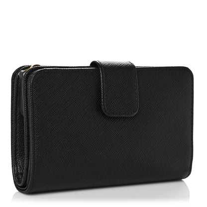 Prada Saffiano Metal Compact Wallet Black 3 of 11