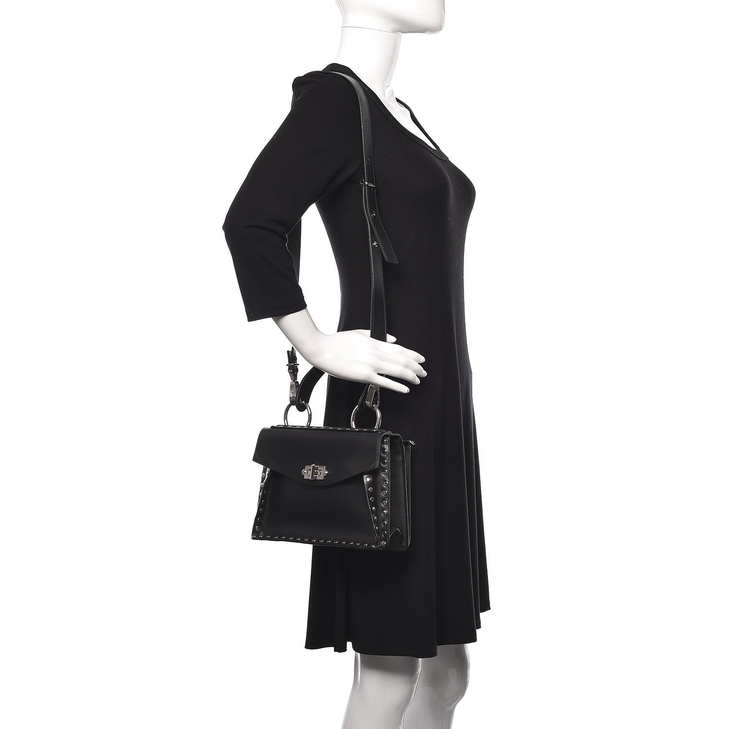 Proenza Schouler Calfskin Small Studded Hava Top Handle Bag Black 2 of 11