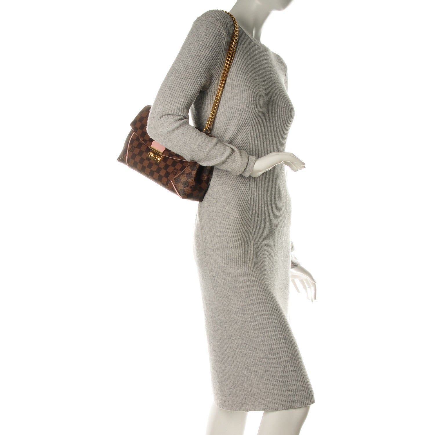 Louis Vuitton Damier Ebene Caissa Clutch Rose Ballerine 2 of 7