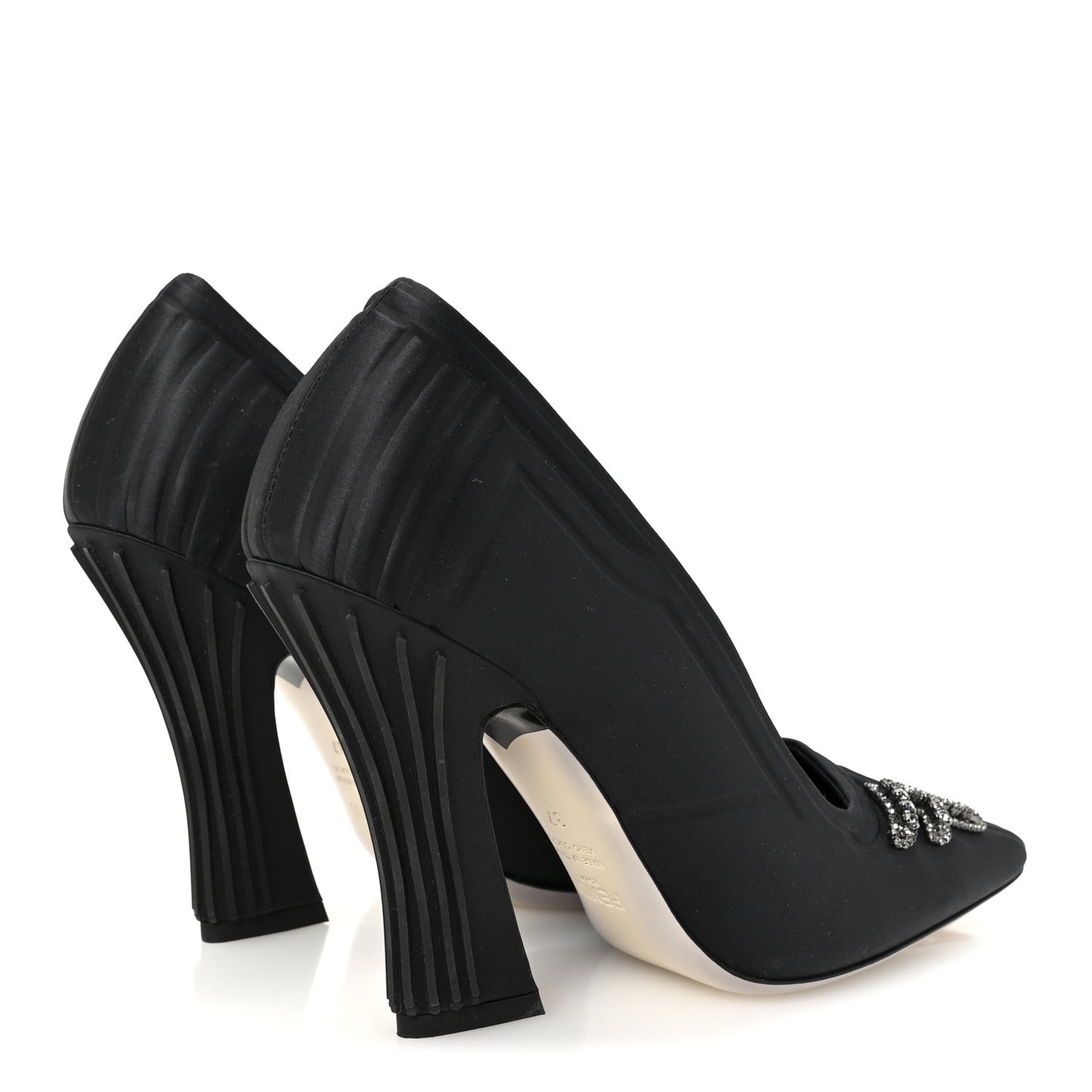 Satin Crystal Embellished FFreedom Pumps 37 Black