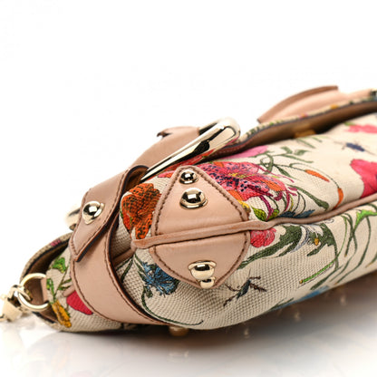 Gucci Canvas Flora Floral Horsebit Chain Clutch 8 of 15