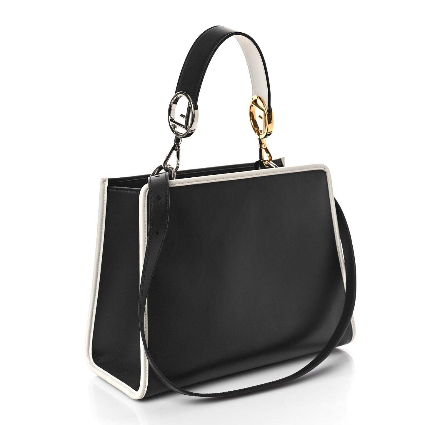 Vitello Century Opaco F is Fendi Bi-Color Small Runaway Satchel Black White Ice