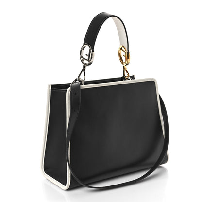 Fendi Vitello Century Opaco F is Fendi Bi-Color Small Runaway Satchel Black White Ice 3 of 8