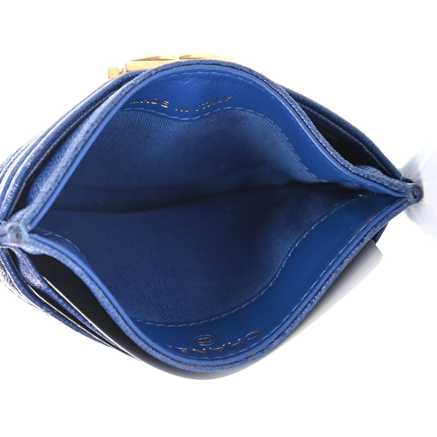 Caviar Quilted Boy Card Holder Blue