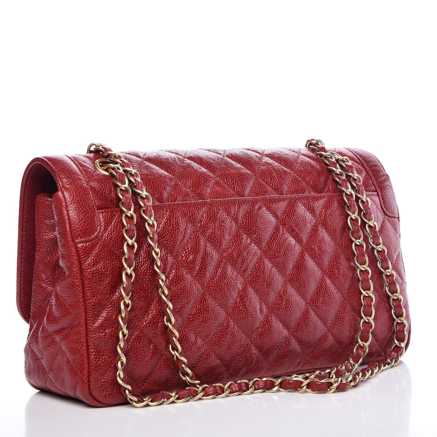 Crumpled Grained Calfskin Flap Red